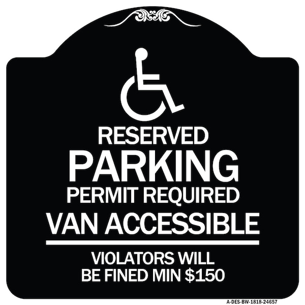 Connecticut Reserved Parking Permit Required Van Accessible Violators Will Be Fined M, BW-1818-24657